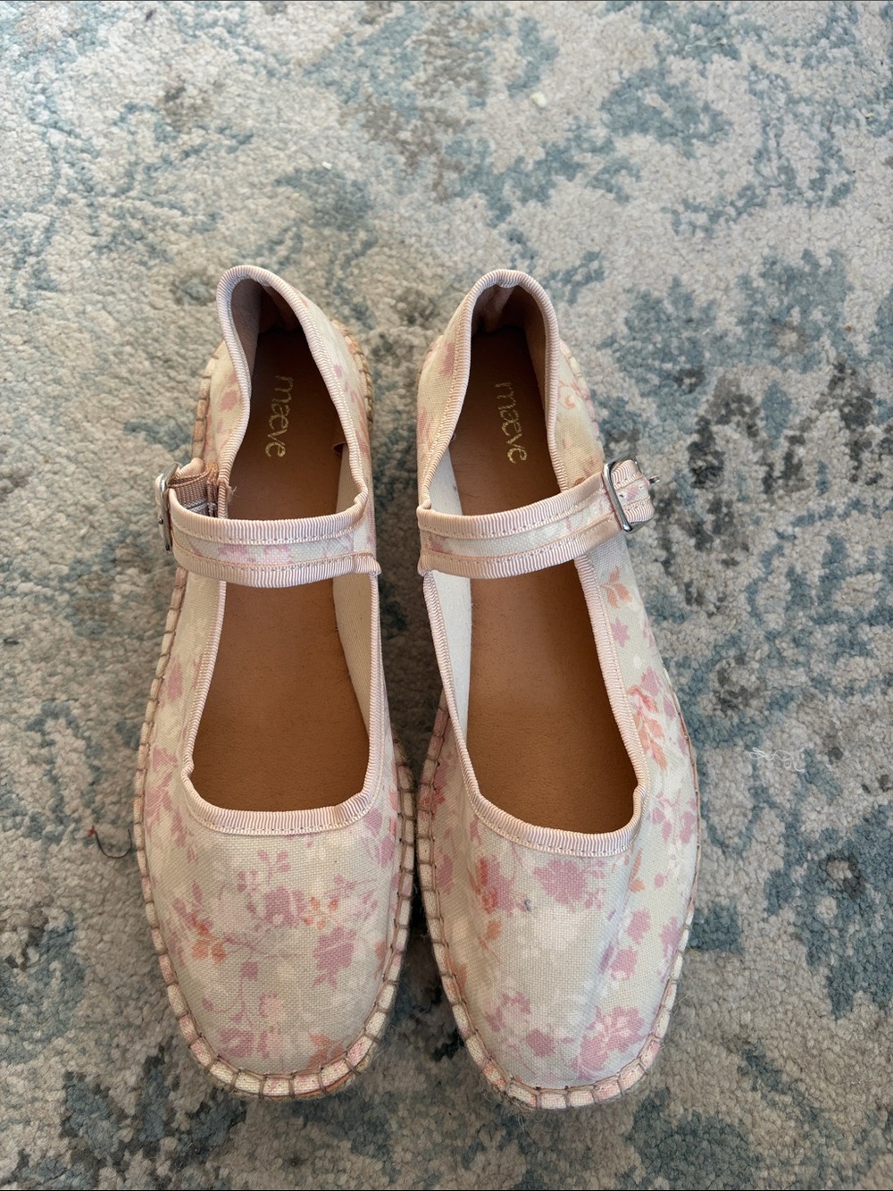 Maeve Light Pink Floral Mary Jane Flats